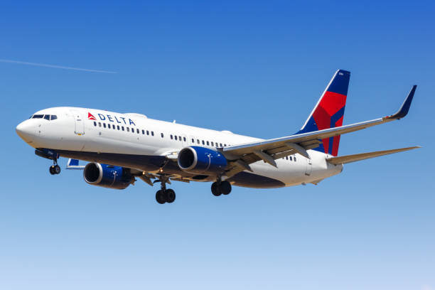 Delta Air Lines Boeing 737-800 airplane Los Angeles, California – April 12, 2019: Delta Air Lines Boeing 737-800 airplane at Los Angeles airport (LAX) in the United States. 737 stock pictures, royalty-free photos & images