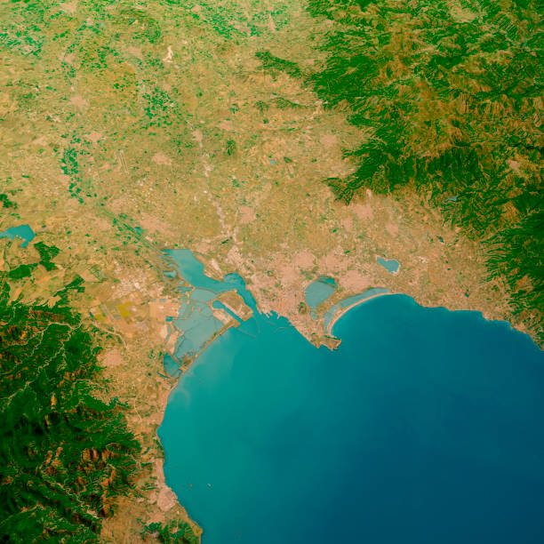 istock Cagliari Sardinia Italy 3D Render Aerial Landscape View From South Mar 2019 1159957044
