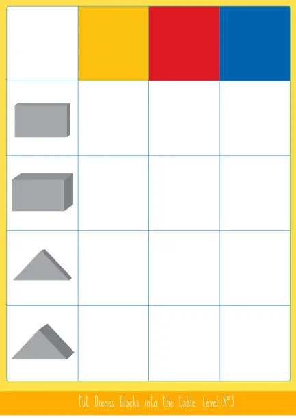 Vector illustration of Matching game with Dienes blocks