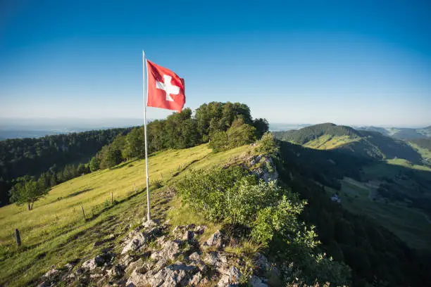 beautiful landscape in switzerland, view from vogelberg canton solothurn.