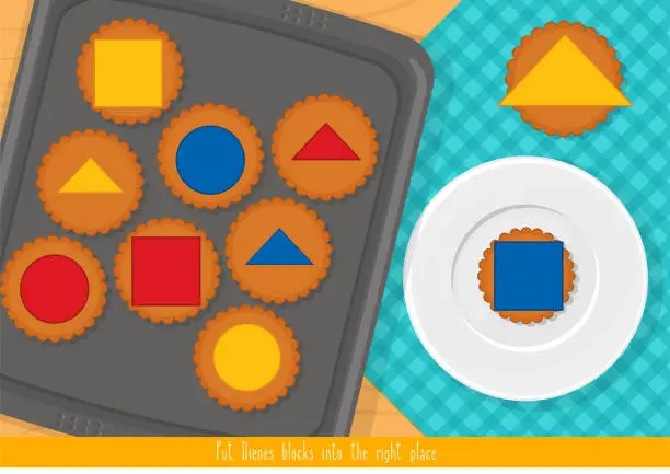 Vector illustration of Matching game with Dienes blocks