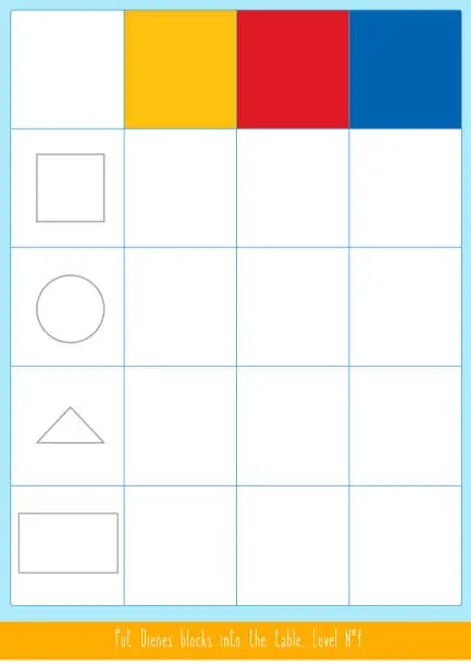 Vector illustration of Matching game with Dienes blocks