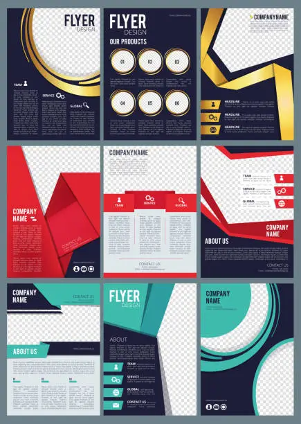 Vector illustration of Editable brochure. Business flyers ads in magazine covers commercial reports vector design template with modern colored forms