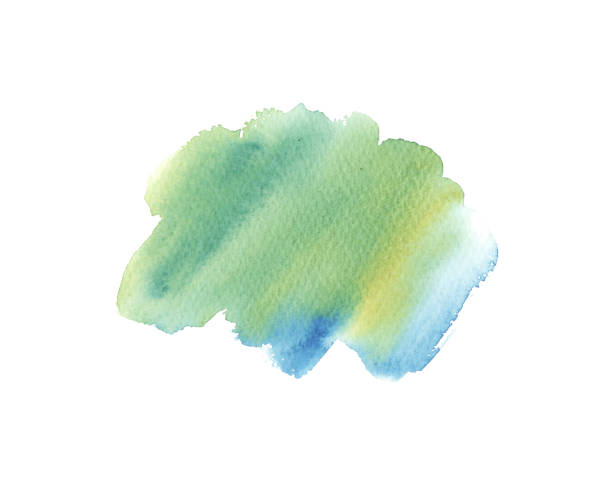 istock Watercolor Wet turquoise, green and blue brush stroke isolated on white background 1159969226