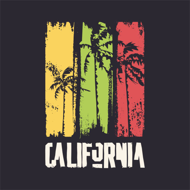 ilustrações de stock, clip art, desenhos animados e ícones de graphic t-shirt design on the topic of california. vector illustration - letter t tree typescript alphabet