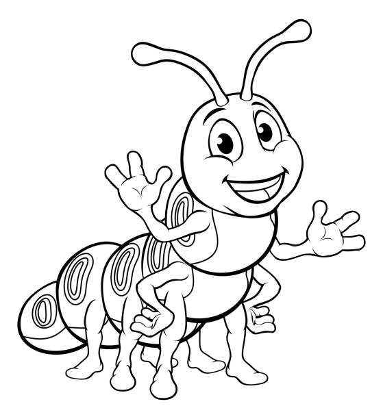 ilustrações, clipart, desenhos animados e ícones de personagem de banda desenhada animal de caterpillar - caterpillar white isolated white background