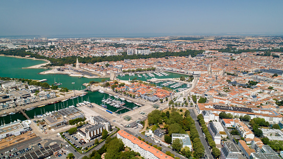 Aerial photography of La Rochelle city in Charente Maritime