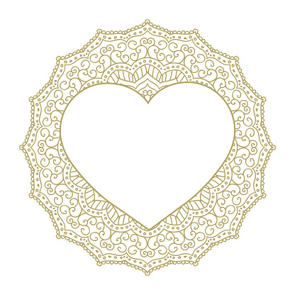 mandala heart, vector illustration
