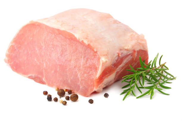 istock Raw pork meat isolated on white background 1159976442