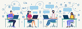 istock Call Center Operators at Work Flat Vector Concept 1159976658