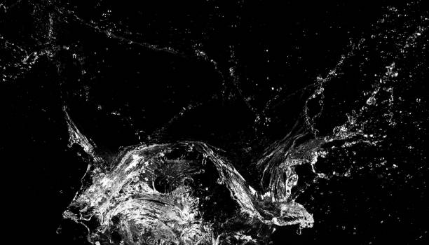 istock Water splash isolated on black background 1159978261