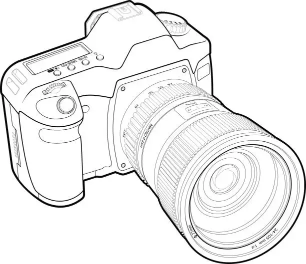 Vector illustration of Photocamera outline