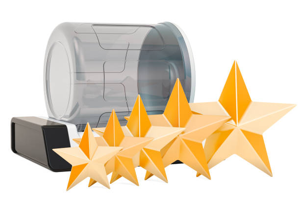 istock Customer rating of vacuum marinator, concept. 3D rendering isolated on white background 1159982342