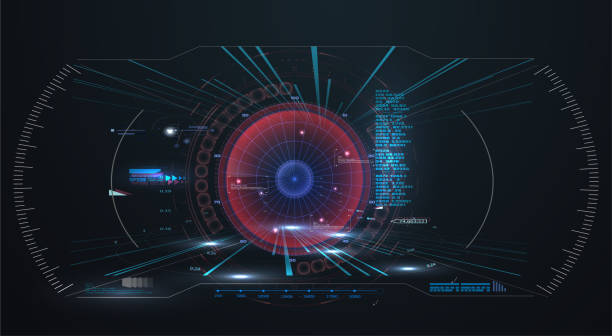 ilustrações, clipart, desenhos animados e ícones de projeto futurista da tela da relação de hud. sci-fi virtual reality exibir exibição de tecnologia. abstrato hud, ui, gui futuro dashboard futurista sistema de tela virtual design - computer monitor computer backgrounds frame