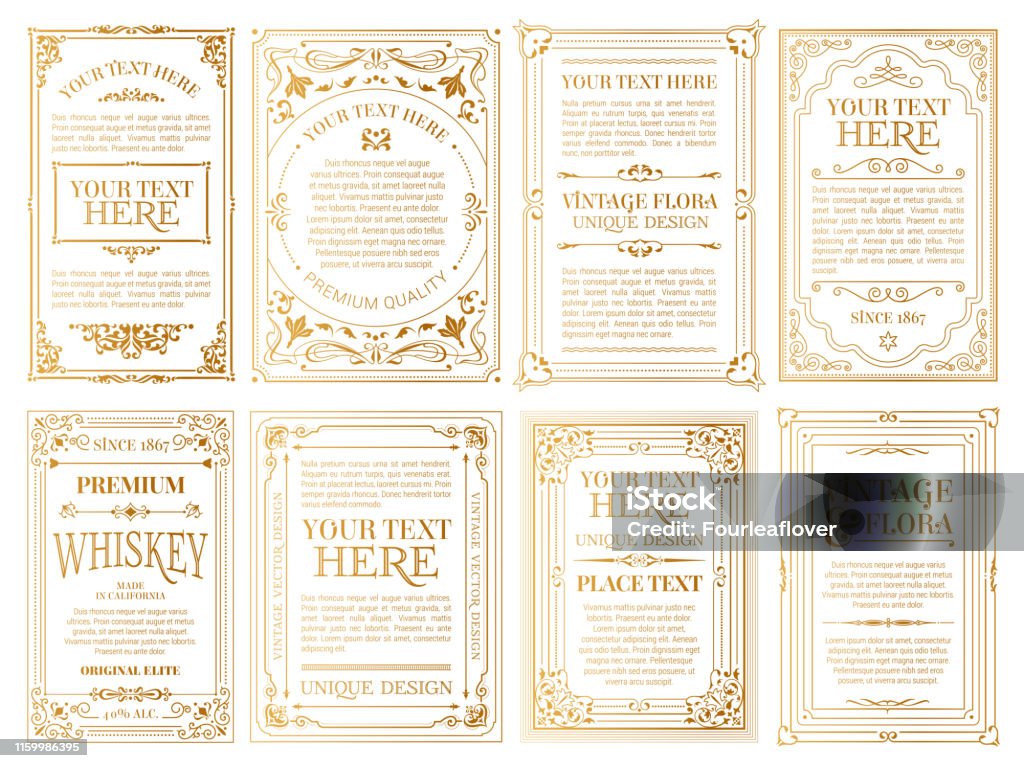 Vintage set retro cards. Template greeting card wedding invitation. Line calligraphic frames - Royalty-free Moldura - Composição arte vetorial