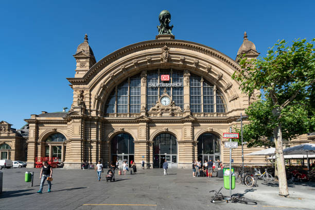 Frankfurt, Germany. July 2019.   the facade of the Frankfurt Hauptbahnhof railway station building