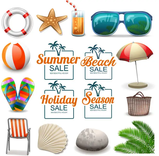 Vector illustration of summer holiday symbols
