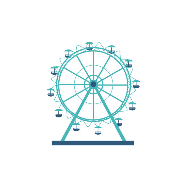 круглый силуэт и икона колеса обозрения, карусель для парка развлечений и развлечений. - farris wheel stock illustrations