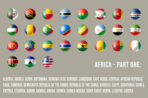 afrika rund flaggen teil 1 - guinea bissau flag stock-grafiken, -clipart, -cartoons und -symbole