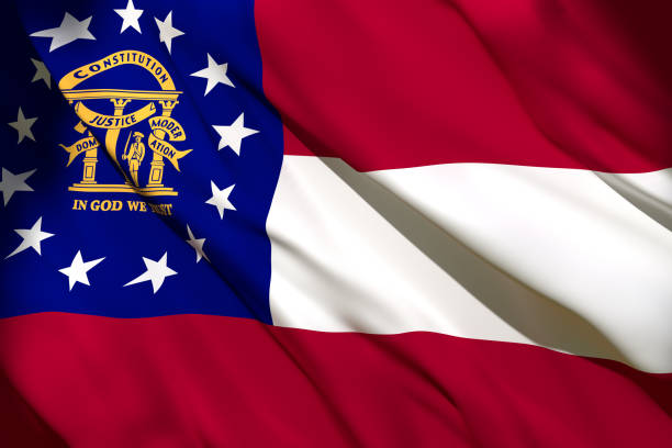 istock 3d rendering of Georgia State flag 1159989623