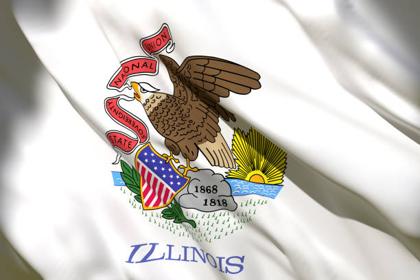 istock 3d rendering of Illinois State flag 1159989639