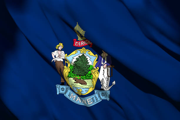 istock 3d rendering of Maine State flag 1159989717