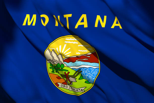 3d рендеринга флага штата монтана - montana flag us state flag banner стоковые фото и изображения