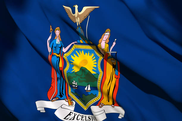 istock 3d rendering of New York State flag 1159990373