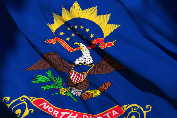 istock 3d rendering of North Dakota State flag 1159990386