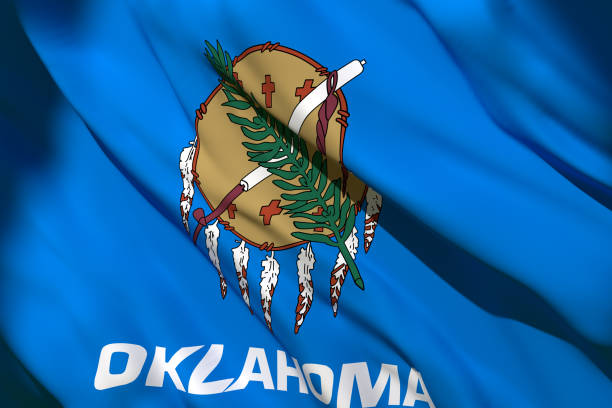 istock 3d rendering of Oklahoma State flag 1159990398