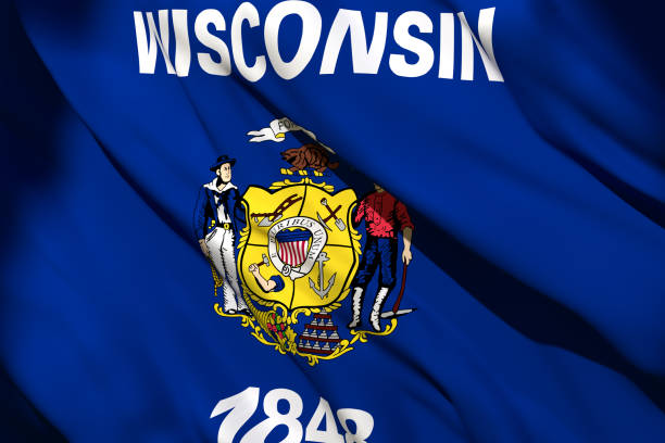 istock 3d rendering of Wisconsin State flag 1159990537