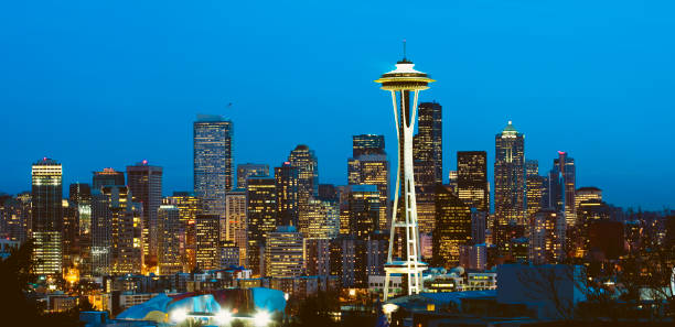 istock Seattle skyline at night Washington state 1159991656