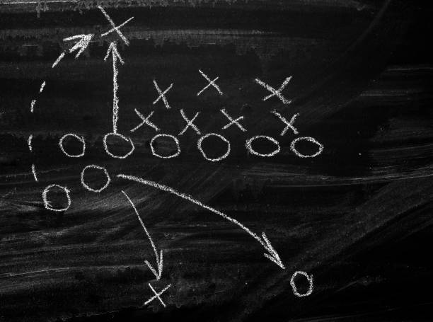 Football chart Football chart on blackboard safety american football player stock pictures, royalty-free photos & images