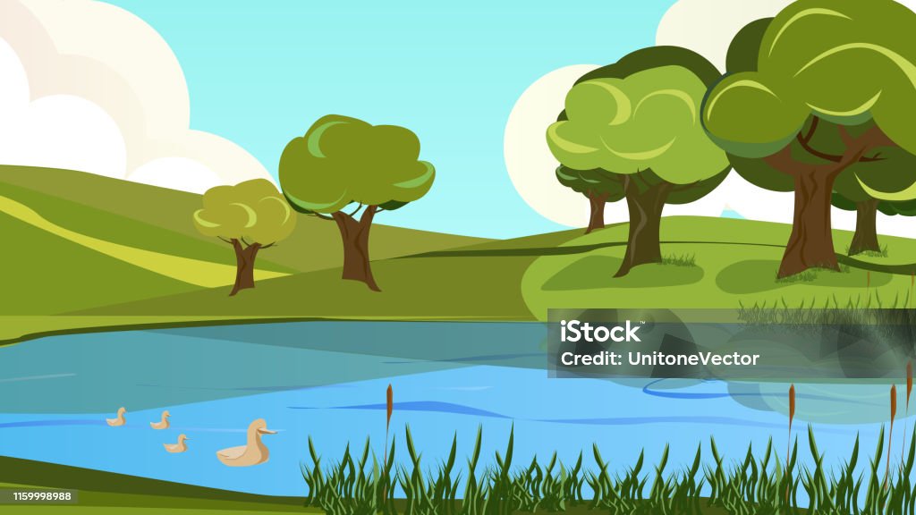 Cartoon Peaceful Scenery View Of River Shore Bank Stock Illustration - Download Image Now - Lake, Side View, Duck - Bird - iStock Cartoon Peaceful Scenery View Of River Shore Bank Stock Illustration - Download Image Now - Lake, Side View, Duck - Bird - iStock