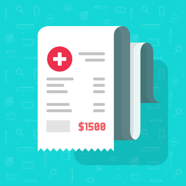 Medical receipt or bill vector illustration, flat cartoon paper medicine or pharmacy cheque, idea of invoice or health care expenses image Medical receipt or bill vector illustration, flat cartoon paper medicine or pharmacy cheque, idea of invoice or health care expenses receipt vector stock illustrations