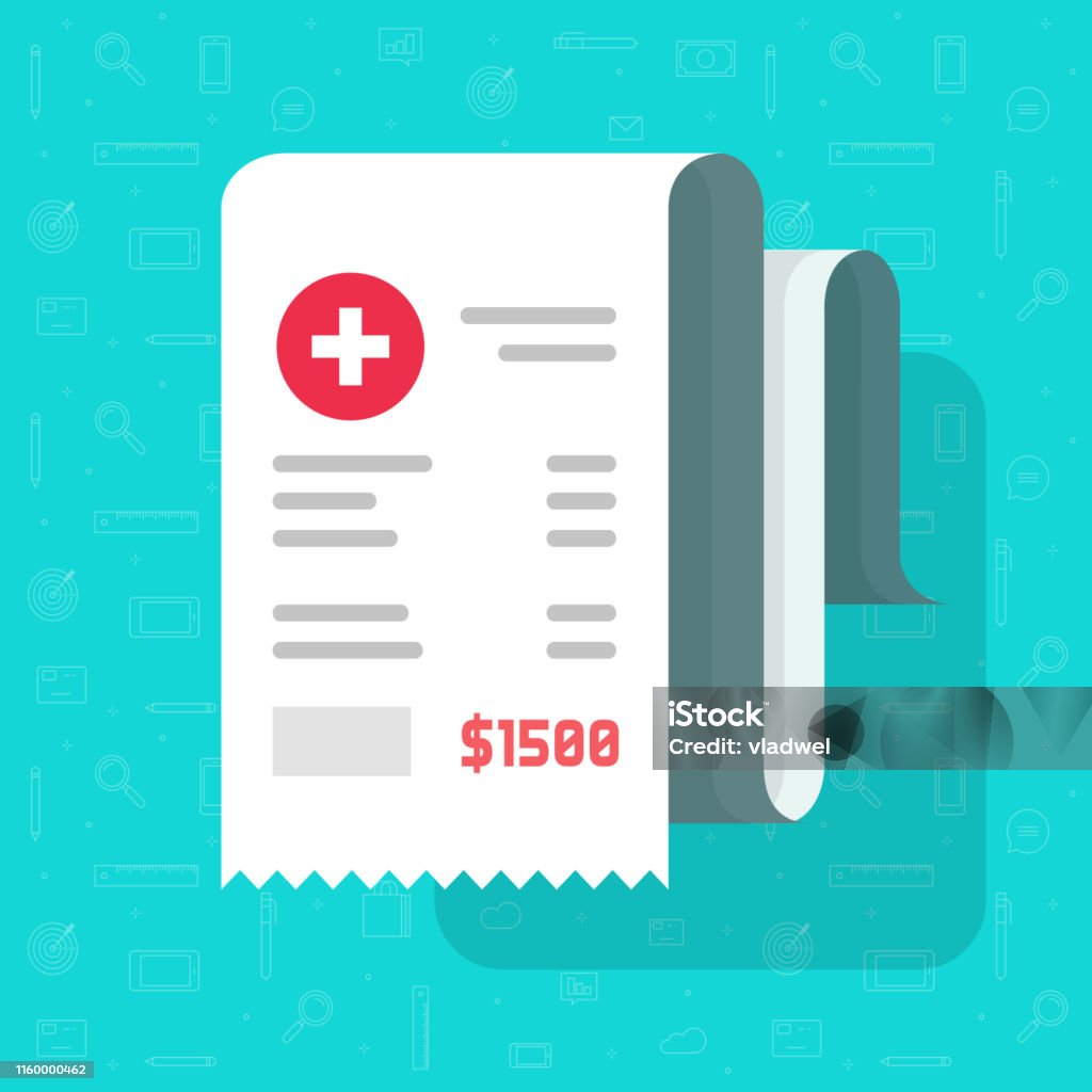 Hình Ảnh Biên Lai Y Tế Hoặc Hóa Đơn Vector Giấy Hoạt Hình Phẳng ...