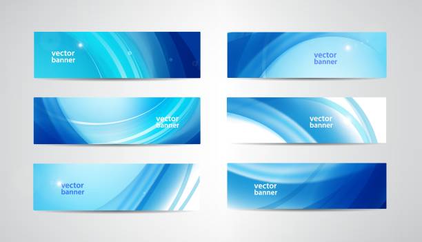 vektor abstrakte fluss wellige banner gesetzt. wasser, strom, energiestrom horizontale hintergründe. wave liquid, transparent, gradientenkopf - water backgrounds blue wave stock-grafiken, -clipart, -cartoons und -symbole