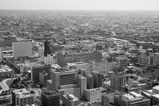 Philadelphia, USA - June 30, 2019. Aerial view of downtown Philadelphia, Pennsylvania.