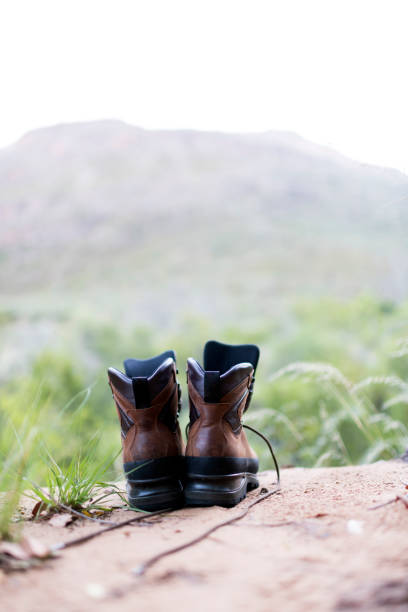 Hiking boots getting air outside camping hut Hiking boots getting air outside camping hut cederberg mountains photos stock pictures, royalty-free photos & images