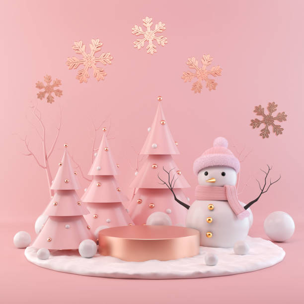 istock Christmas holiday background Scene with empty podium display. 1160006497