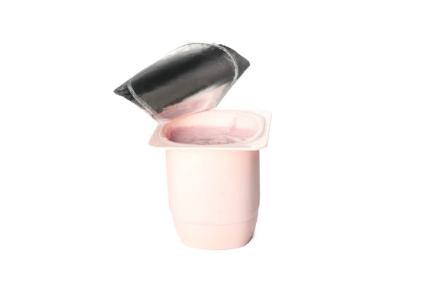 istock Plastic cup with cream yogurt isolated on white background, space for text 1160010973