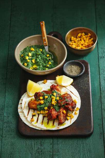 istock Grilled chicken wings with green chilli and corn salsa 1160012217