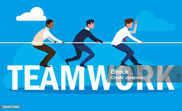 Teamwork Rope Photo Teamwork With Business Men Elegant And Pull Rope Stock Illustration ...