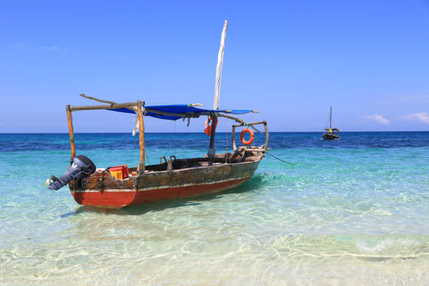 istock wooden motor boat in ocean 1160019356