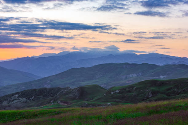 Colorful sunset in the mountains