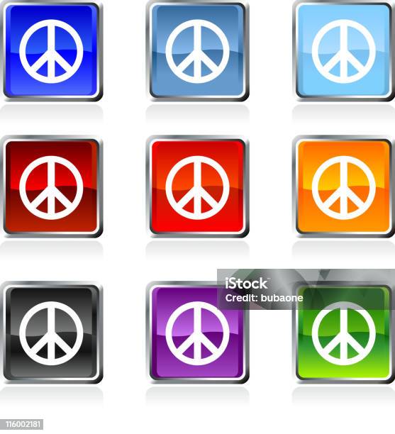 Segno Di Pace Royaltyfree Icona Set Vettoriale Di Nove Colori - Immagini vettoriali stock e altre immagini di Simboli della pace
