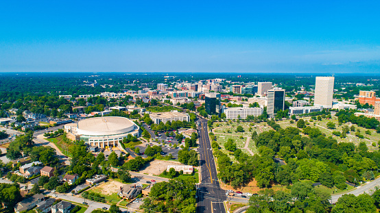 Downtown Greenville South Carolina Skyline Aerial.