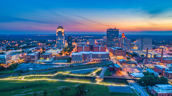 Winston-Salem North Carolina NC Skyline Aerial.