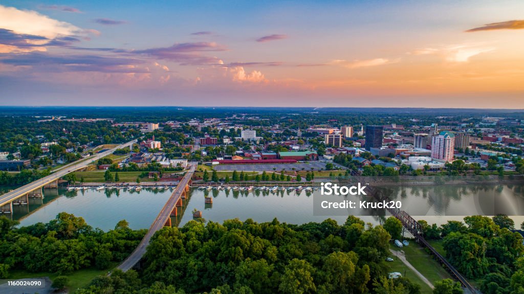 Augusta Georgia GA Drone Skyline Aerial Augusta Georgia GA Drone Skyline Aerial. Augusta - Georgia Stock Photo