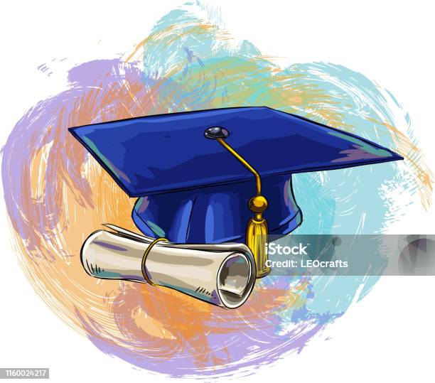 Convocation Cap And Certificate Drawing Stock Illustration - Download ...